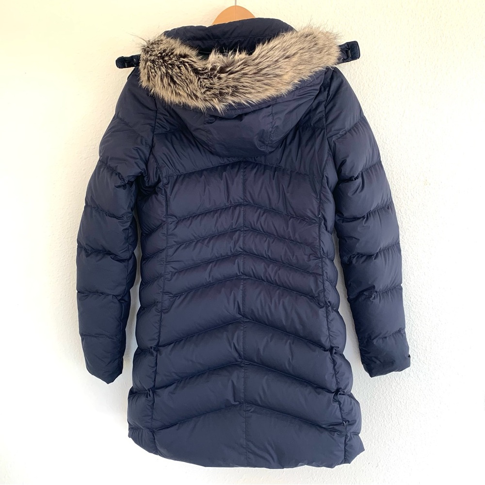 Marmot Women's Montreal Blue Down Puffer Coat Parka with Faux Fur Trim - Picture 4 of 14